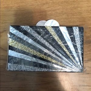 Acrylic Starburst Clutch - Black, White, Metallic